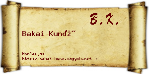 Bakai Kunó névjegykártya